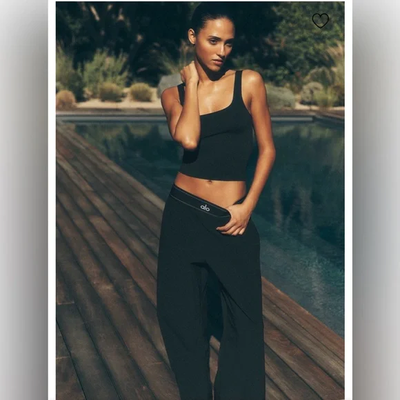 ALO Yoga Black Wide-Leg Lounge Pants - Picture 3 of 11